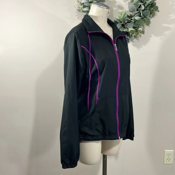 Reebok Athletic Full Zip Jacket Black and Purple M - Picture 7 of 16